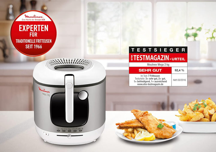 Moulinex AM4800 Mega 2kg Fritteuse | Fritteuse mit Öl | Anti-Geruchs-Filter | regelbare Temperatur |
