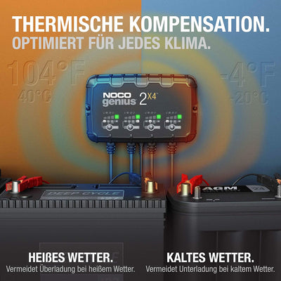 NOCO GENIUS2X4: 8A (2A/Bank) Ladegerät, 6V/12V Batterieladegerät, Erhaltungsladegerät und Desulfator
