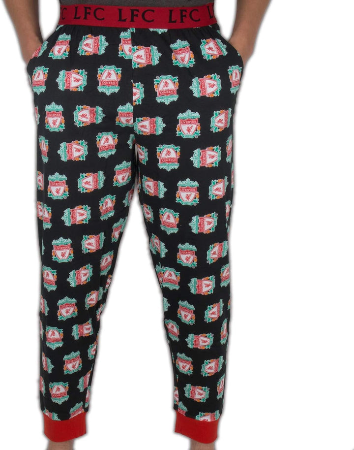 Liverpool FC Herren Lounge- und Pyjamahose mit Bund - 100% Baumwolle XXL Schwarz, XXL Schwarz
