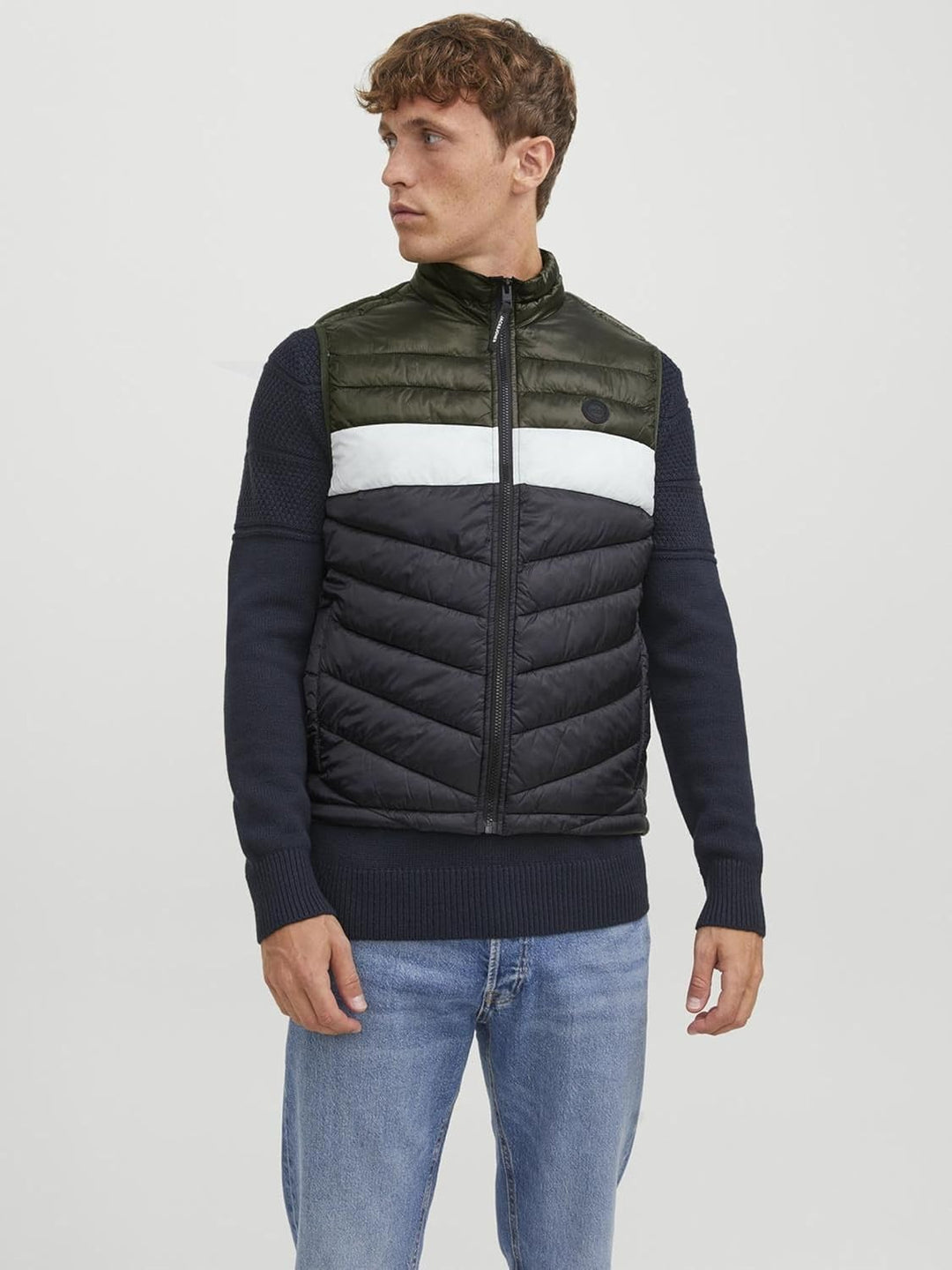 JACK & JONES Herren Jjehero Bodywarmer Collar Noos Quilted Jacket S Rosin/Detail:blocked - Black/Whi