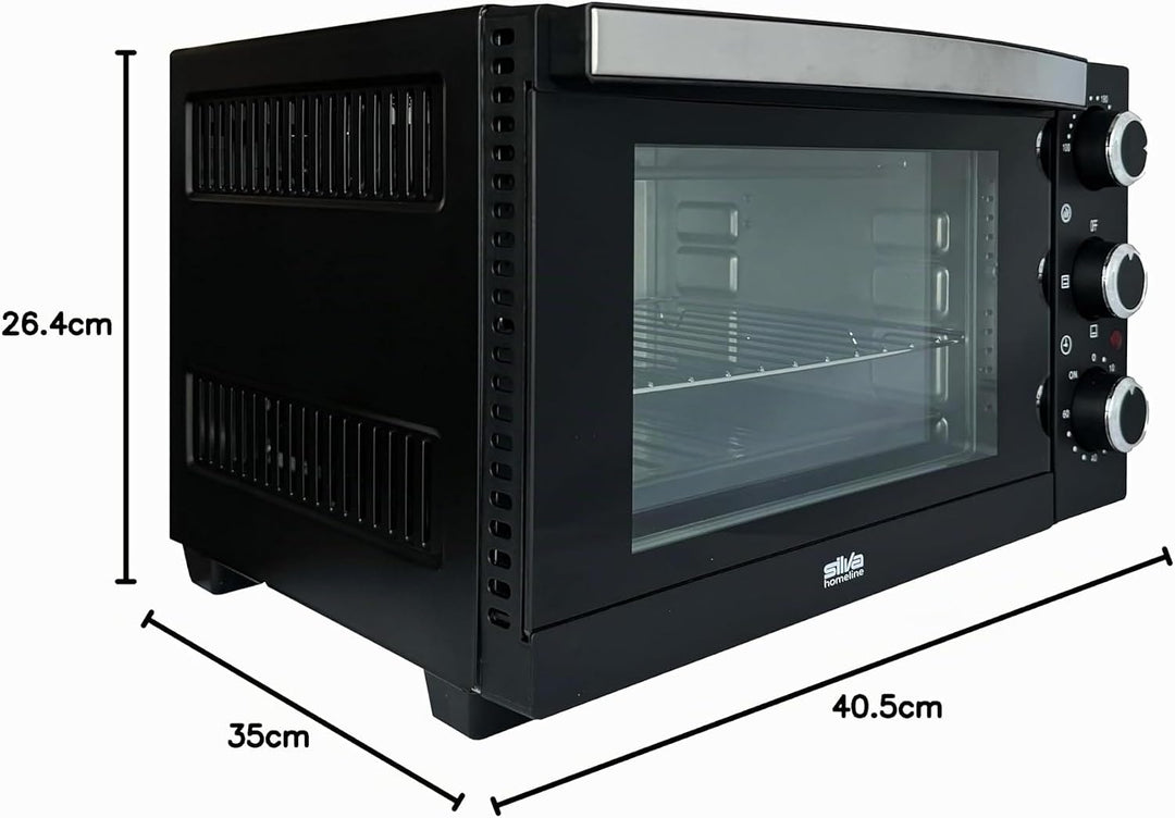 Silva Schneider MB 1600 Minibackofen, 15 L, schwarz, 1200 Watt, Temperaturr. 100-230 °C, Timer, 4 St