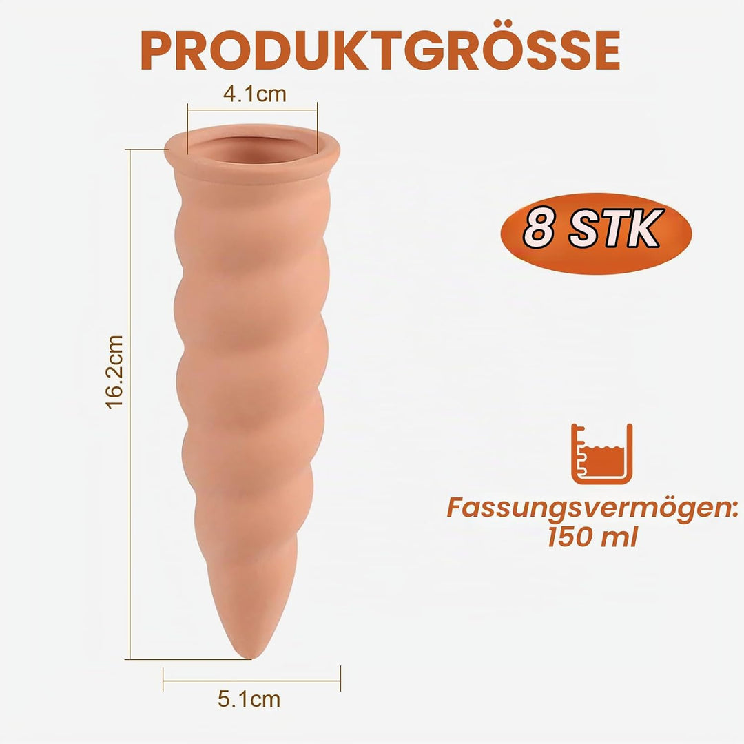 8 × 150ml Tonkegel Bewässerung Gewindetyp Pflanzen Bewässerungskegel Pflanzen Wasserspender Ton Auto