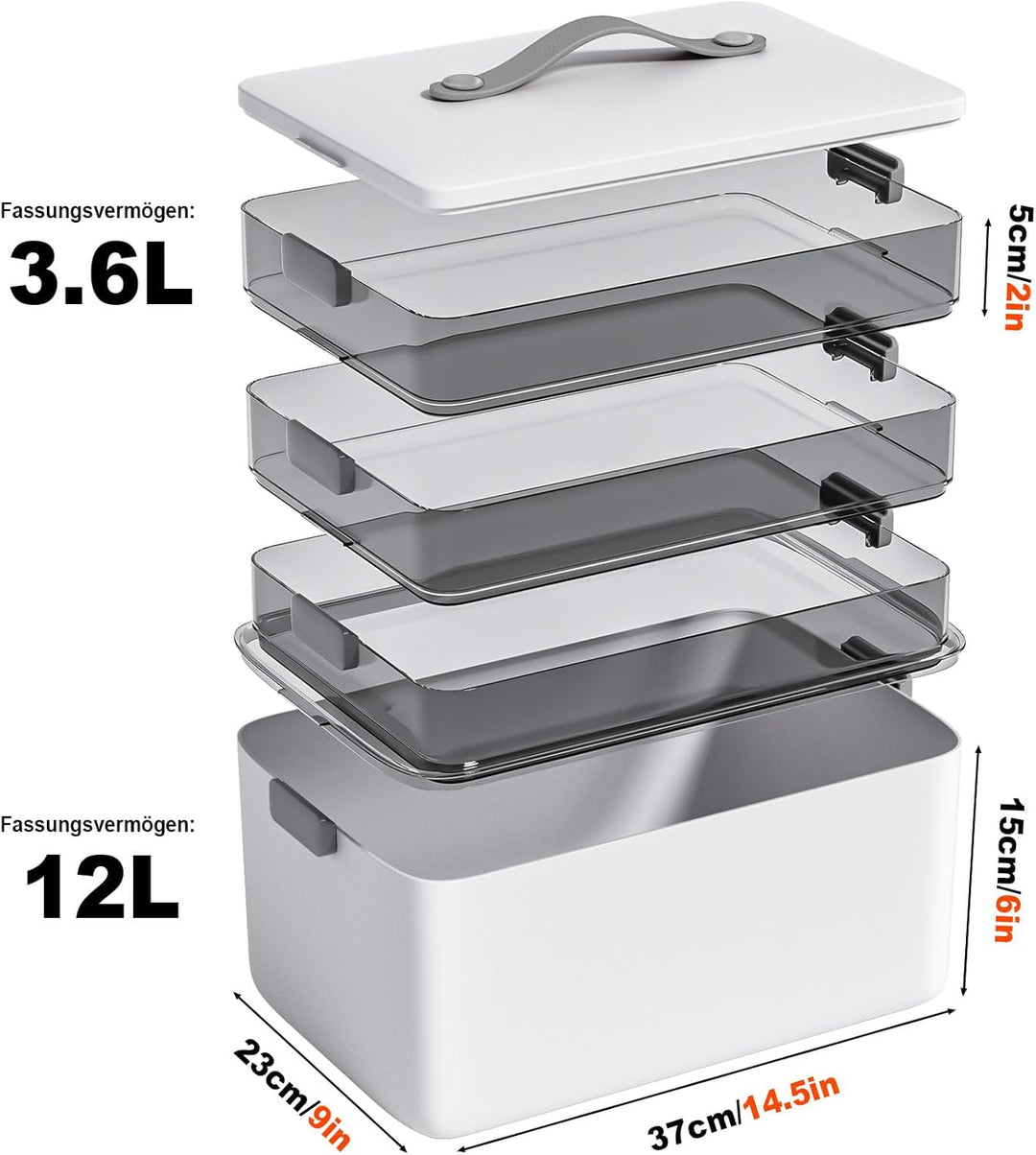 MOPUP vierlagige Medikamentenaufbewahrungsbox, 37x23x32 cm, mit Tragegriff, multifunktionaler Medika