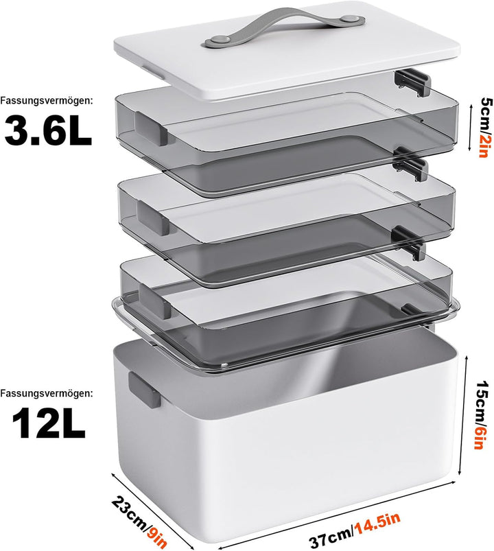 MOPUP vierlagige Medikamentenaufbewahrungsbox, 37x23x32 cm, mit Tragegriff, multifunktionaler Medika