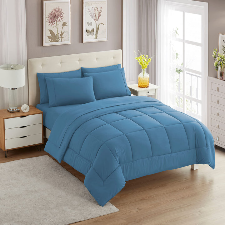Sweet Home Collection 5 Piece Comforter Set Bag Solid Color All Season Soft Down Alternative Blanket