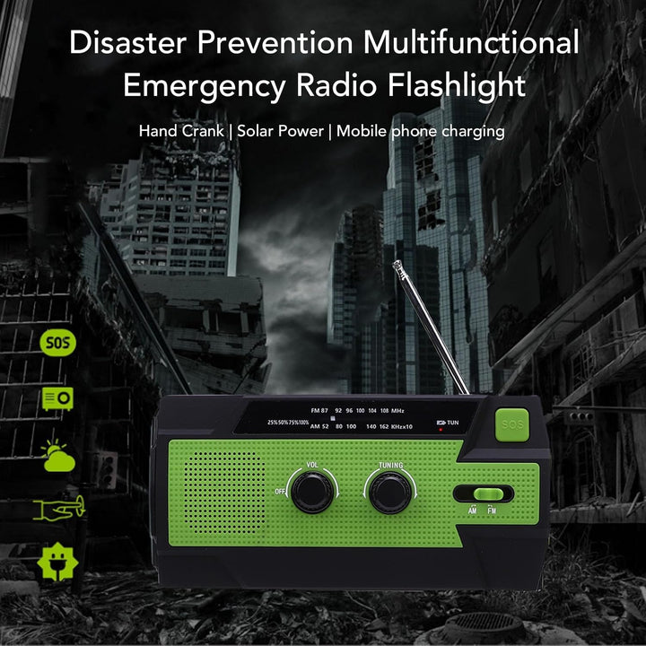 TOPINCN Notfallradio, 4000 MAh Handkurbel, Tragbares Solarradio, Wetterradio, Taschenlampe, Notstrom