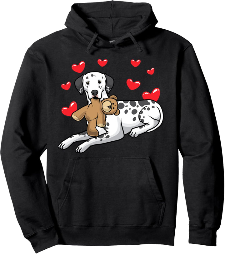 Dalmatiner Kuscheltier Hund und vielen Herzen Dalmatinac Pullover Hoodie
