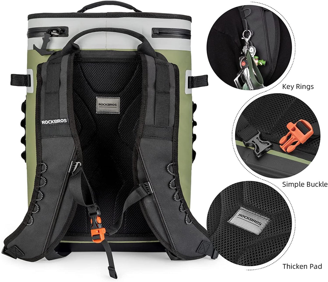 ROCKBROS Kühltasche Wasserdicht Kühler 17L Picknicktasche Isolierte Kühlbox Lunchtasche für Outdoor,