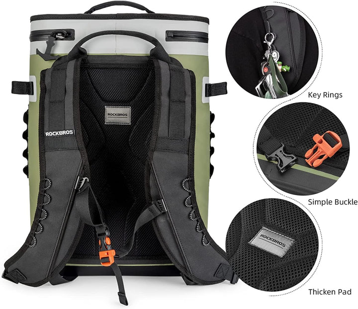 ROCKBROS Kühltasche Wasserdicht Kühler 17L Picknicktasche Isolierte Kühlbox Lunchtasche für Outdoor,