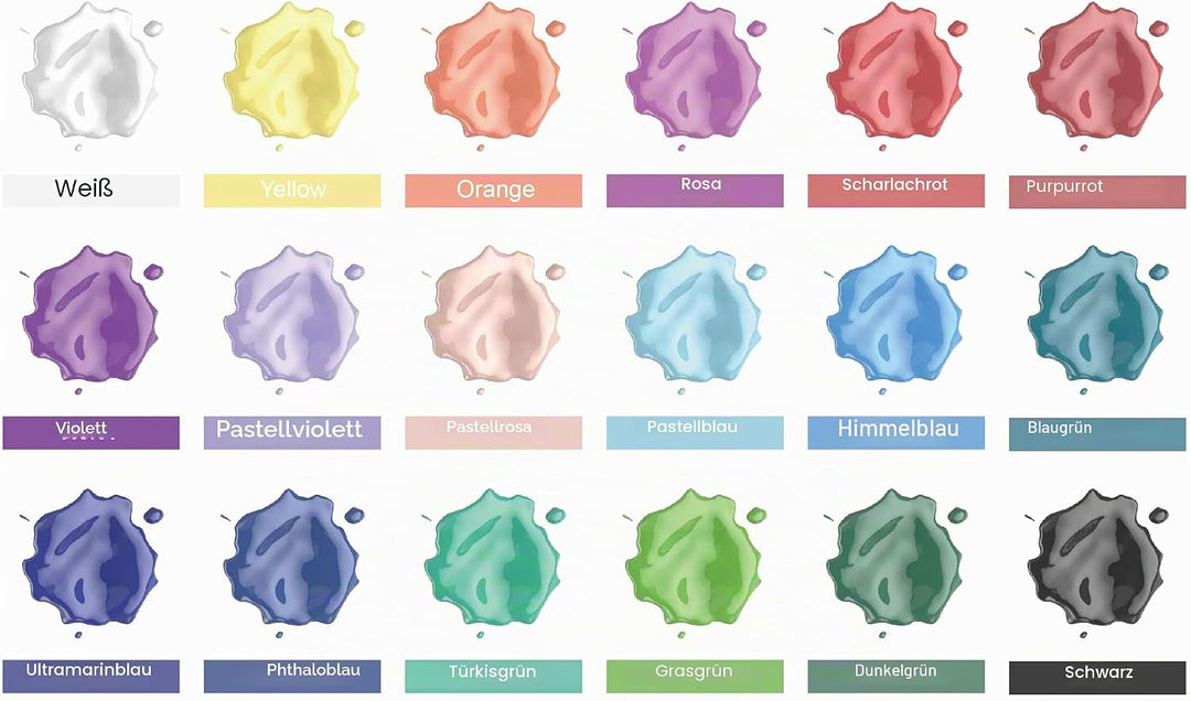 INK LAB Pouring Acrylfarben Set 18 Farben Flüssige Giessfarbe 60ml Flaschen Vorgemischte Acrylfarben