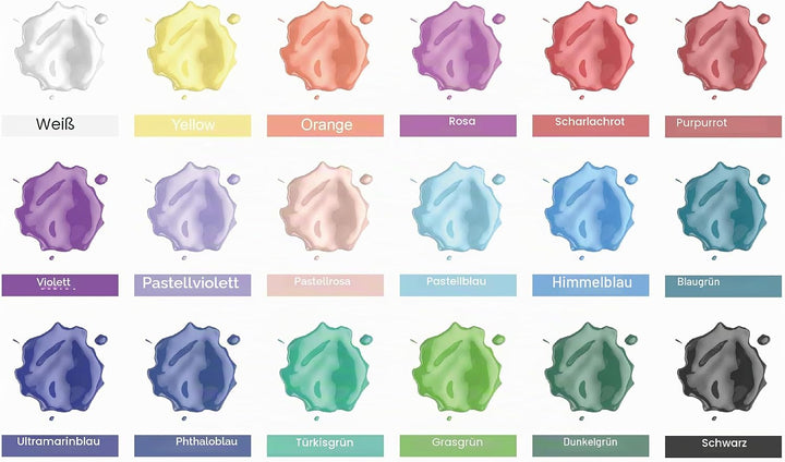 INK LAB Pouring Acrylfarben Set 18 Farben Flüssige Giessfarbe 60ml Flaschen Vorgemischte Acrylfarben