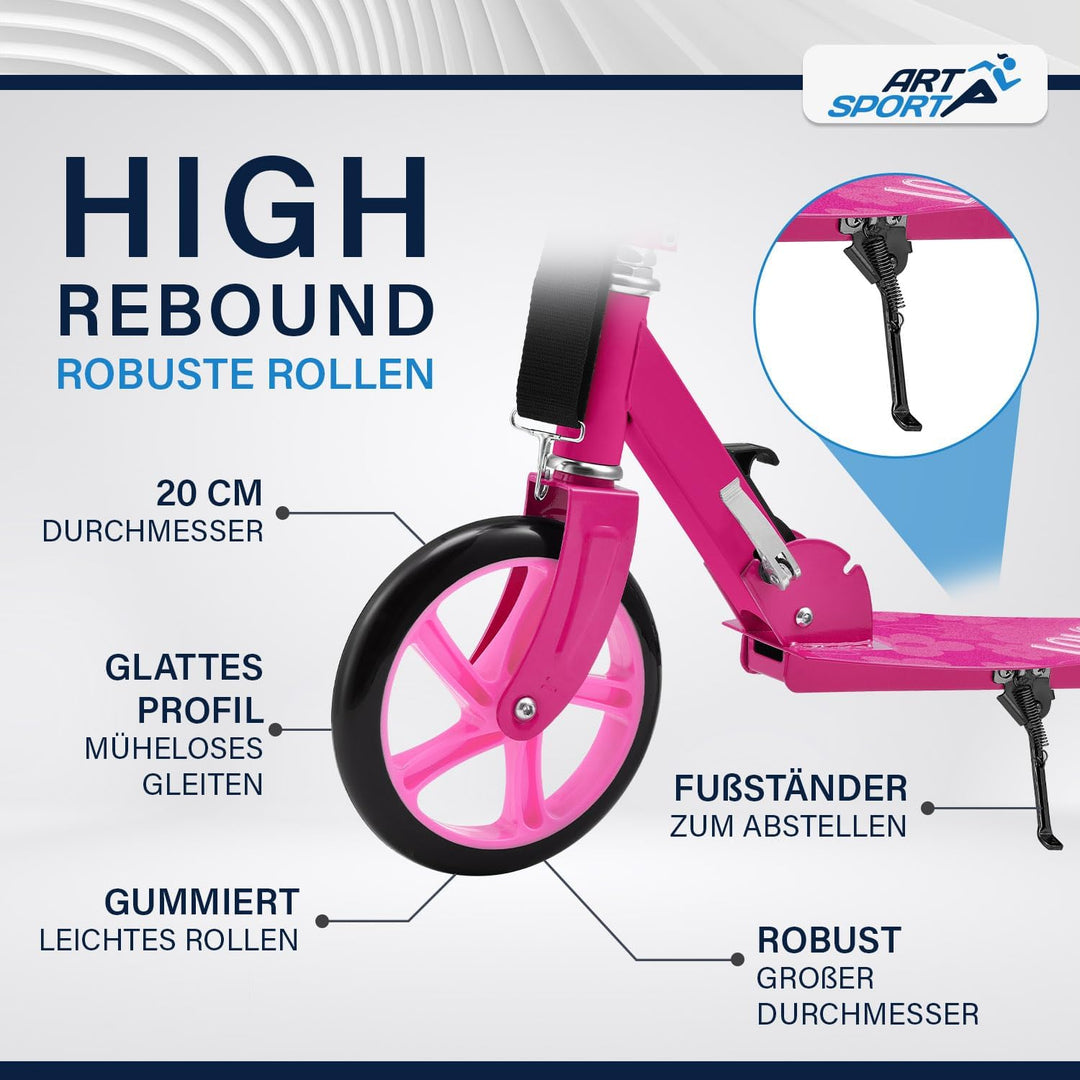 ArtSport Cityroller Scooter mit Big Wheel Räder & Tragegurt - Für Kinder ab 3 Jahren - 4 Designs 88