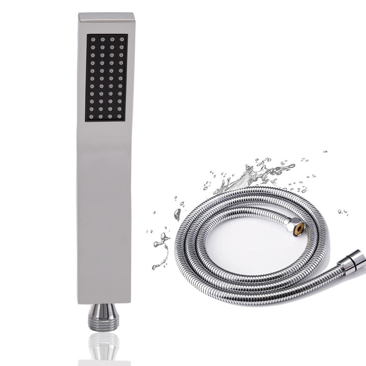 Oupukle Duschkopf mit Schlauch, Hochdruck Duschbrause mit Schlauch 1,5M, Eckig Messing Handbrause Wa