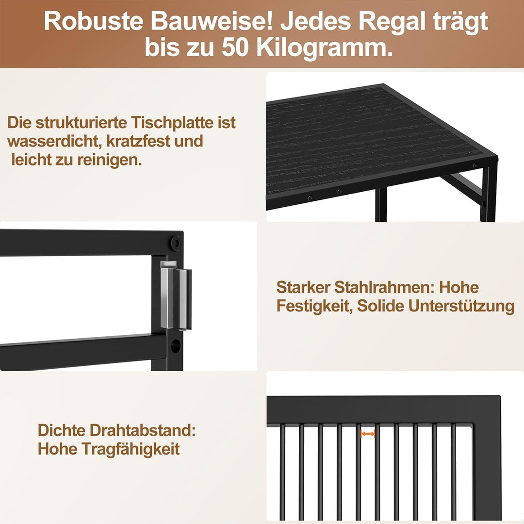 Küchenwagen, Mehrzweck Rollwagen Kuchenrollwagen mitjustierbaren Ablagen, Metallgestell & Industrial