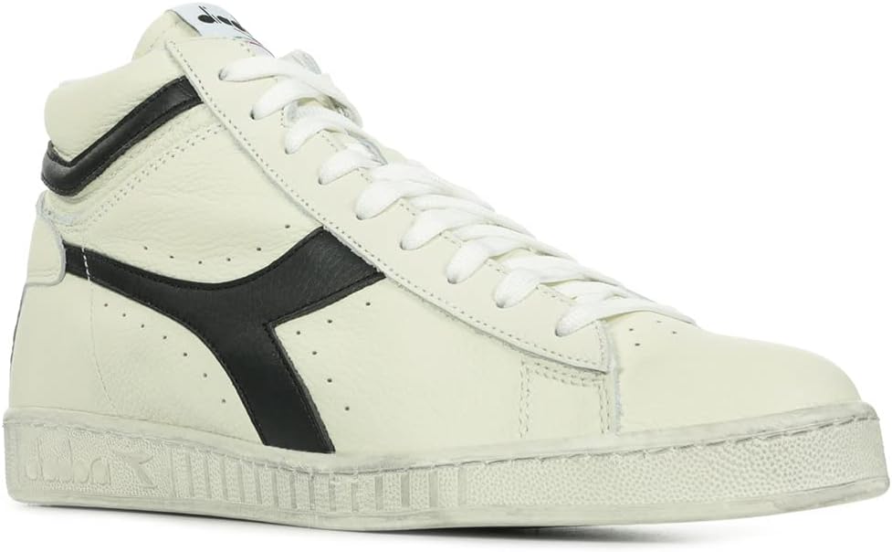 Diadora Unisex Game L High Waxed Hohe Sneaker 41 EU Weiss Schwarz, 41 EU Weiss Schwarz