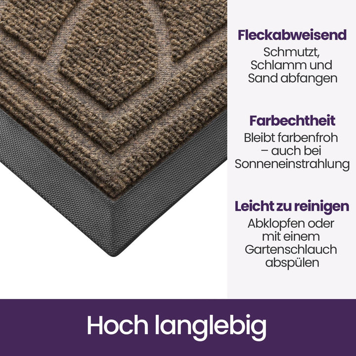 DEXI Fussmatte Aussen rutschfest 44×75 cm,Schmutzfangmatte Outdoor Waschbar,wetterfest Fussmatte aus