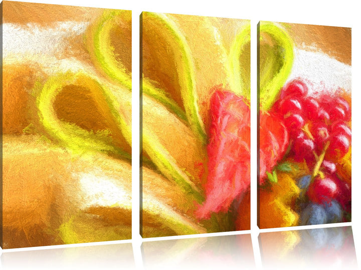 bunte Obstschale Spezial 3-Teiler Leinwandbild 120x80 Bild auf Leinwand, XXL riesige Bilder fertig g