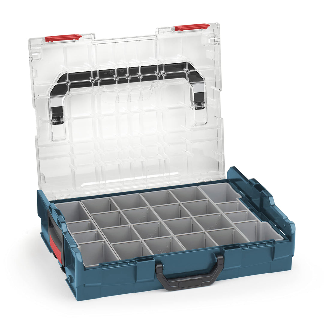 Bosch Sortimo Sortimentskasten L BOXX 102 professional blau Deckel transparent mit Insetboxen-Set K3