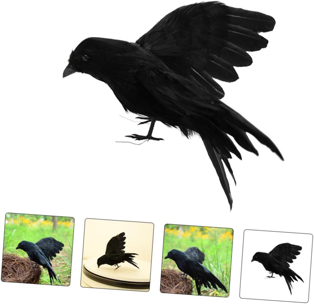 Toddmomy 2 Stück Realistische Deko Grosse Schwarze Vogel Attrappe Halloween Deko für Tisch Garten Pa