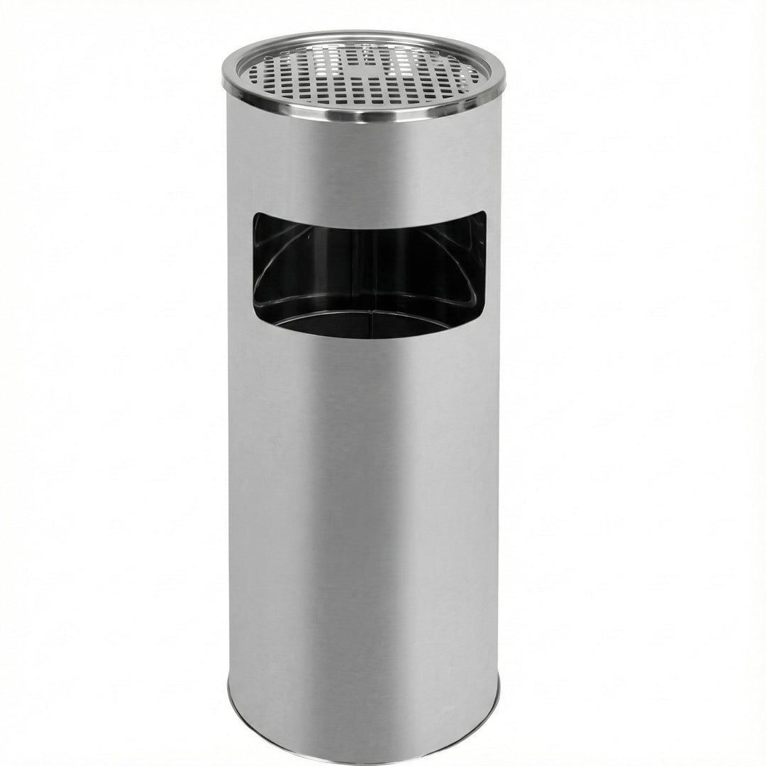 2-in-1 Mülleimer für draussen, mit 20 Liter fassendem Abfallbehälter 62cm, Silber. Silber 62 CM, Sil