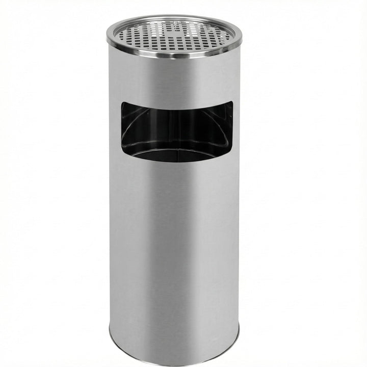 2-in-1 Mülleimer für draussen, mit 20 Liter fassendem Abfallbehälter 62cm, Silber. Silber 62 CM, Sil