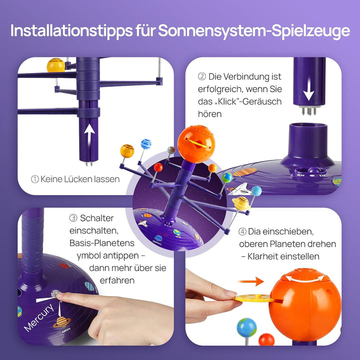 Science Can Sonnensystem Modell Planetensystem für Kinder Planeten Projektor Deutsch mit 8 Planeten