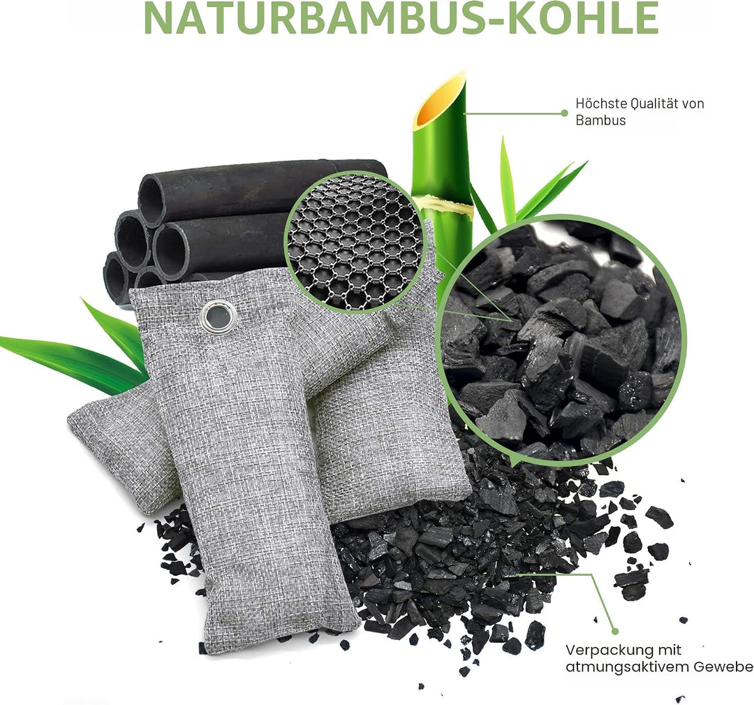 12 Stück Bambuskohle Luftreinigungsbeutel, Aktivkohlebeutel, Geruchsabsorber, Feuchtigkeitsabsorber,