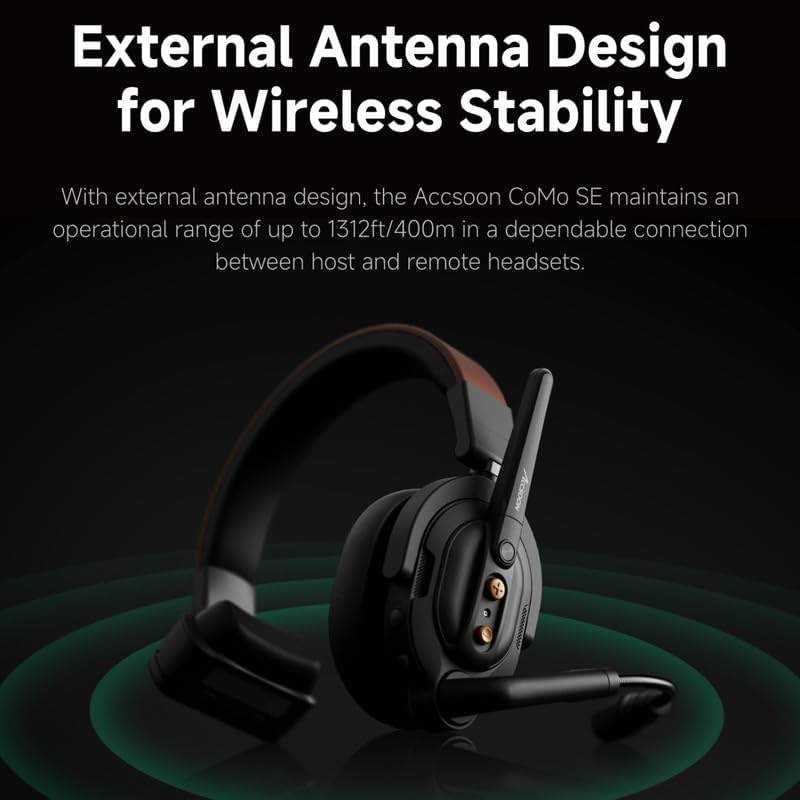 Accsoon Como SE Wireless Intercom Headset System, 2,4 GHz Vollduplex-Kommunikation, 1312ft/400m Reic