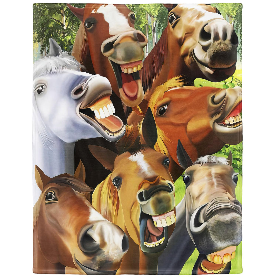 YISUMEI Decke 150x200 cm Kuscheldecken Sanft Flanell Weich Fleecedecke Pferde Selfie 150 x 200 cm, 1