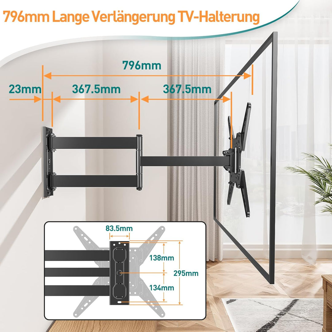 ELIVED Long Extension TV Wandhalterung mit 796mm langem Arm für die meisten 26-65 Zoll TVs, Schwenk-