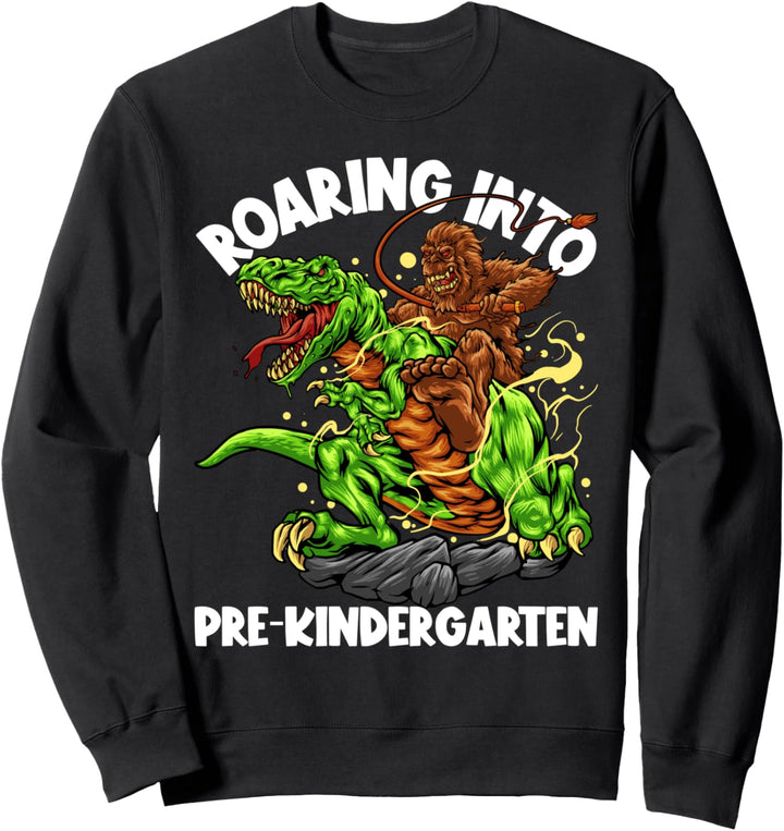 Roaring Into Pre-Kindergarten Jungen Bigfoot Riding Dinosaurier Sweatshirt