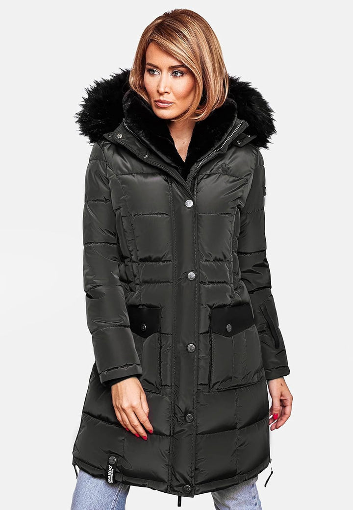 Navahoo Damen Warmer Winter Steppmantel Sinja S-XXL S Anthracite, S Anthracite
