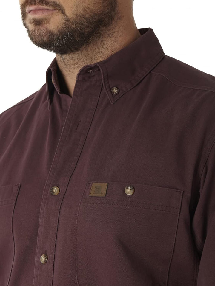 Wrangler, Riggs Herren-Arbeitshemd Logger aus Twill, langärmelig M Burgunder, M Burgunder
