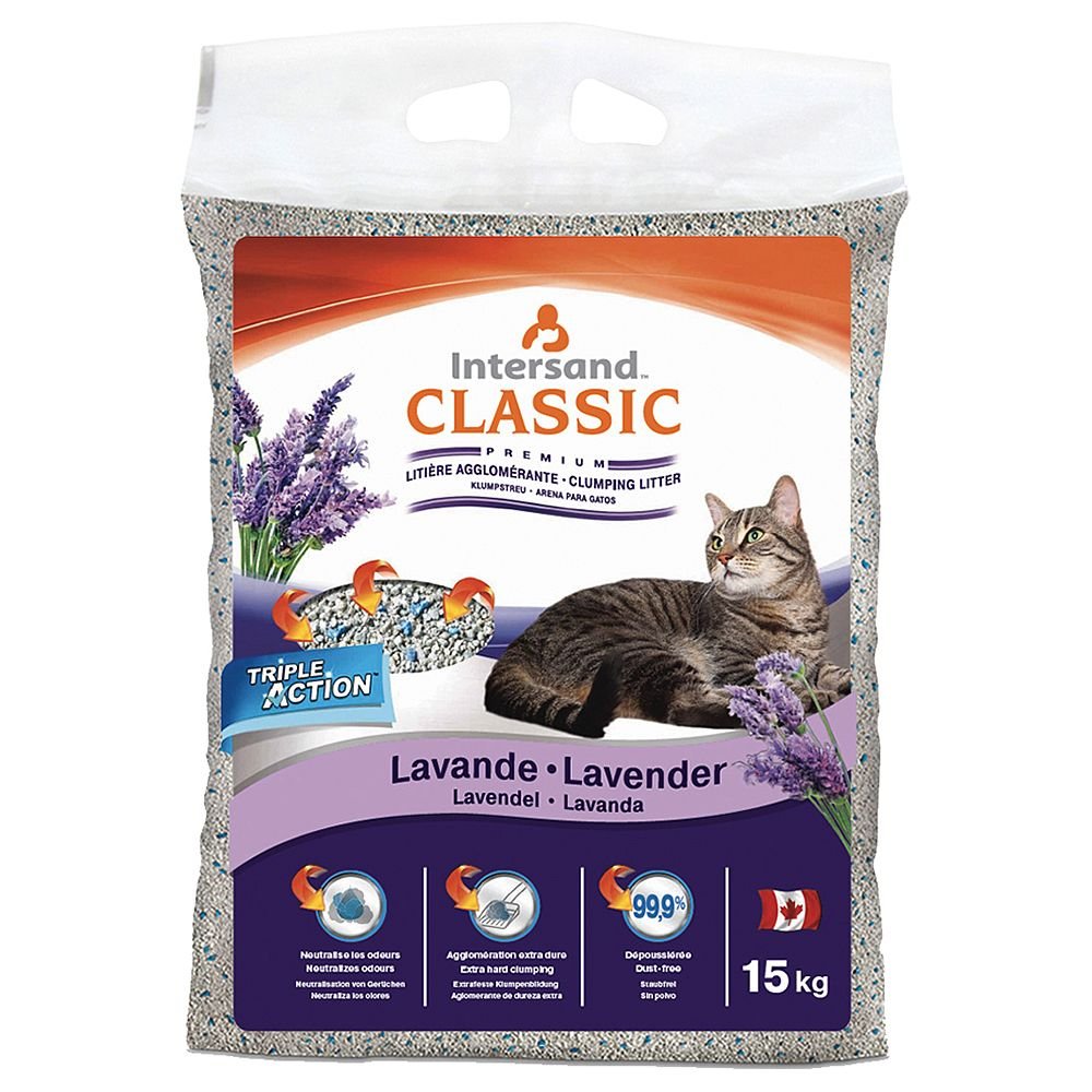 15 kg Intersand Classic Katzenstreu Lavendelduft, Grösse:M 15 kg