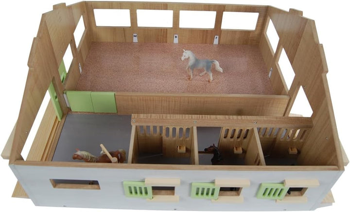 Kids Globe Pferdestall (mit 3 Boxen und Reitplatz, Länge: 62 cm, Breite: 56 cm, Höhe: 26 cm, Dach be