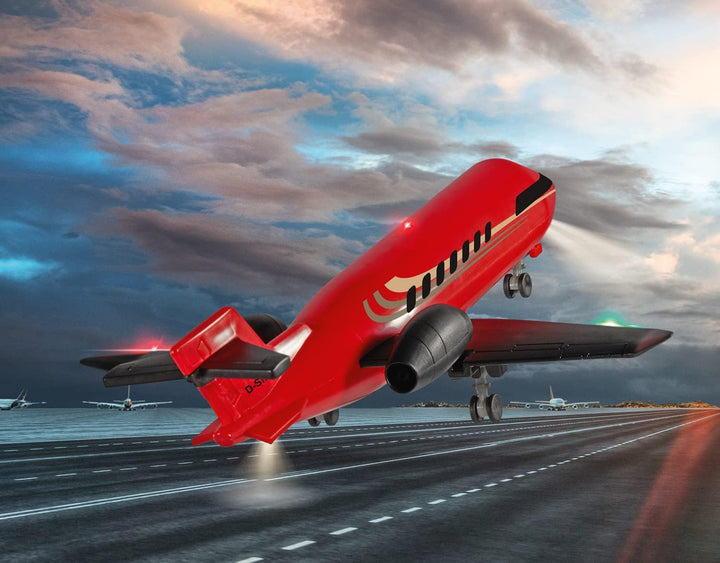 siku 2526, Geschäftsflugzeug, Spielzeug-Jet, Kunststoff, Rot, 7 LED-Lichter, Ein- und ausklappbares
