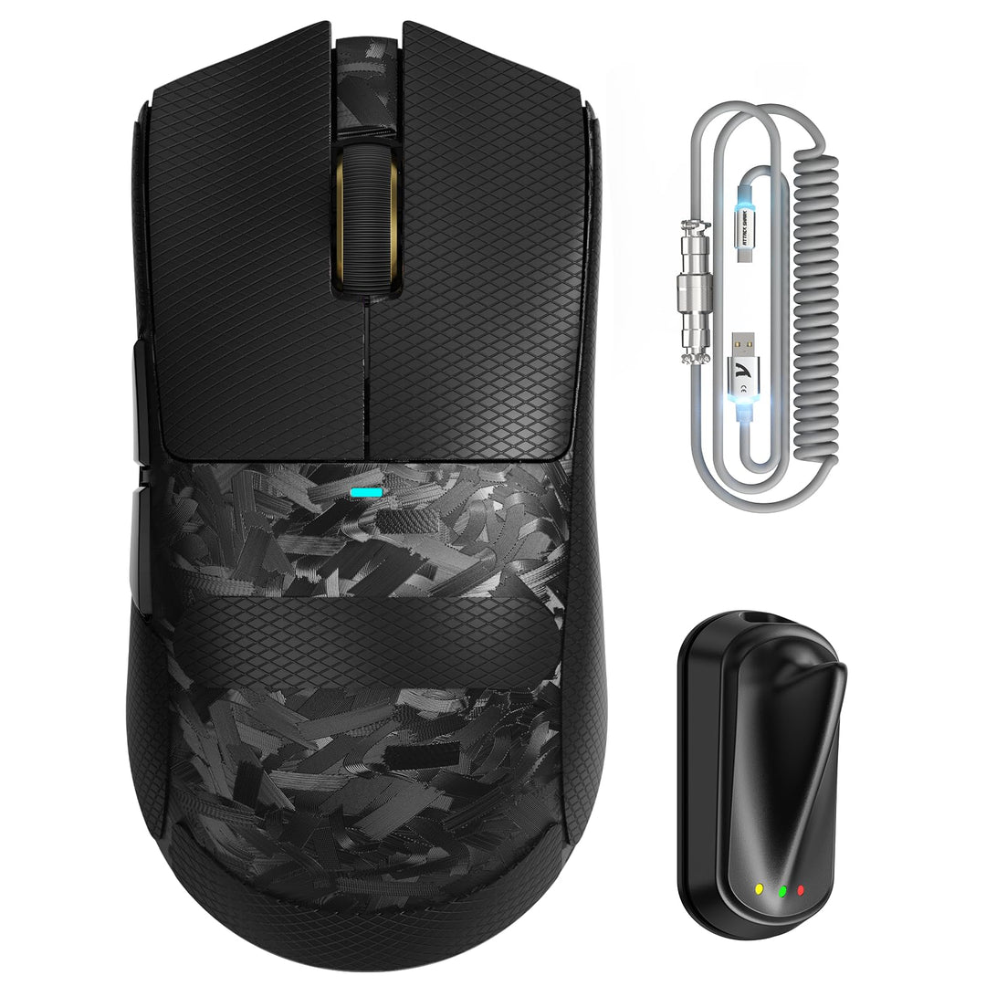 ATTACK SHARK X11 Ultra Kabellose Gaming-Maus mit C06 Ultra LED-Kabel, Carbonfaser-Verbundgehäuse, 54