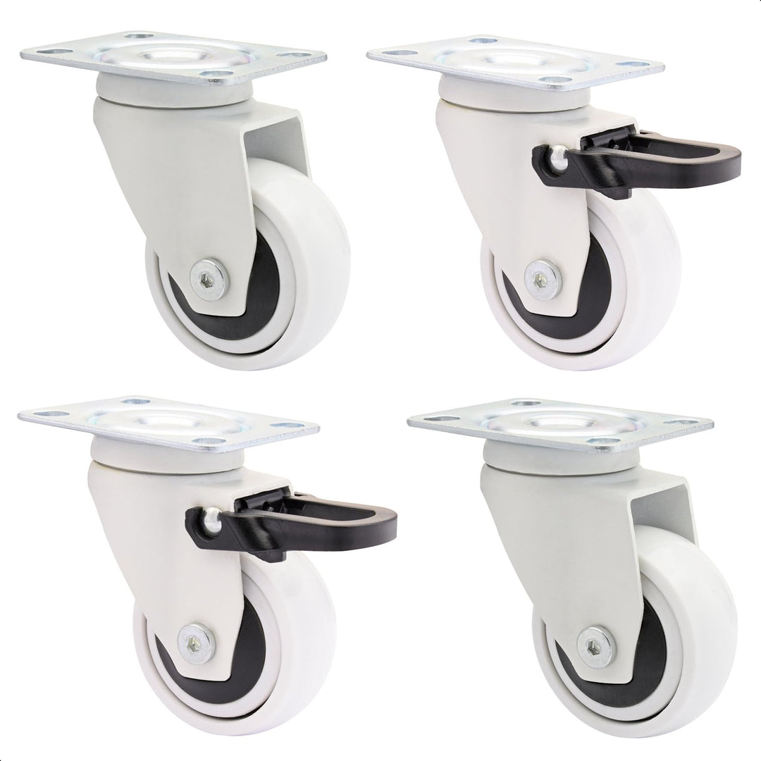 WAGNER Design - 3C - Lenkrollen / Apparaterollen / Möbelrollen 4tlg. Set - weiss, Softlauffläche, Du
