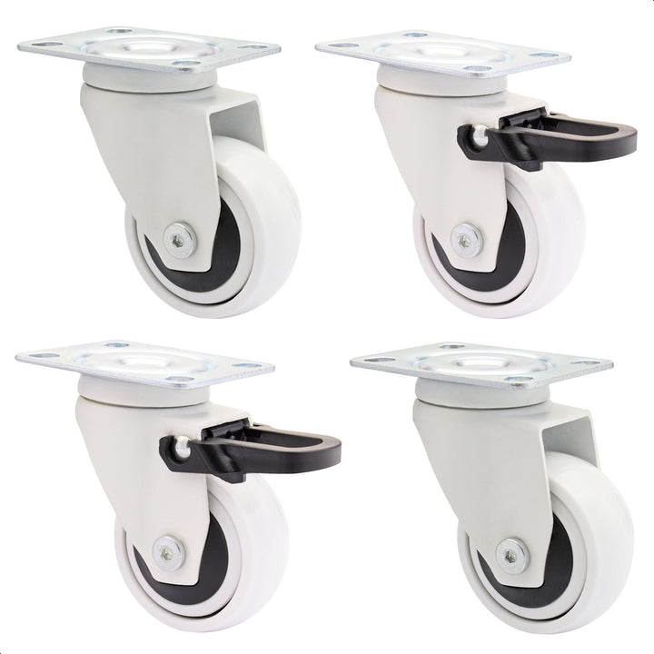 WAGNER Design - 3C - Lenkrollen / Apparaterollen / Möbelrollen 4tlg. Set - weiss, Softlauffläche, Du
