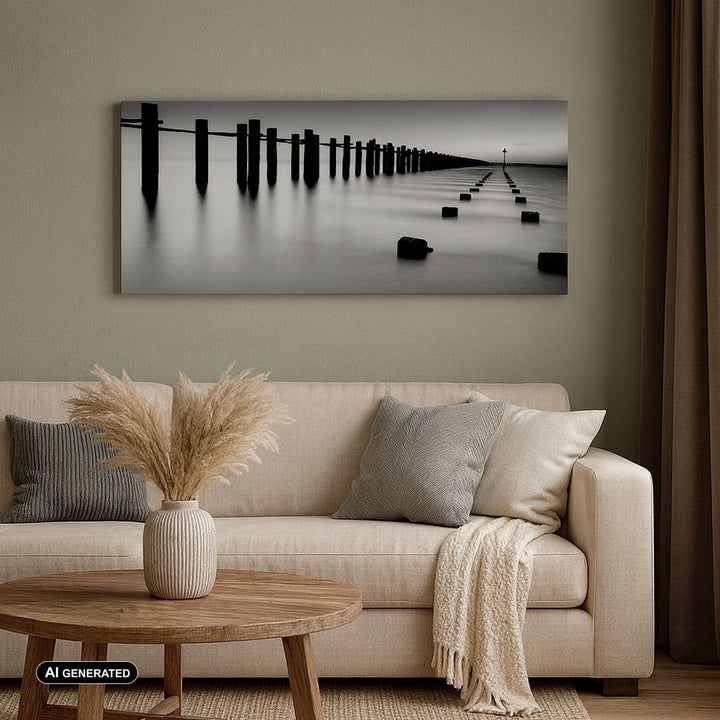 Panorama Bilder auf Leinwand 100x40cm Leinwandbild Meer Ufer Ozean Horizont Gross Wanddeko Bild Schl