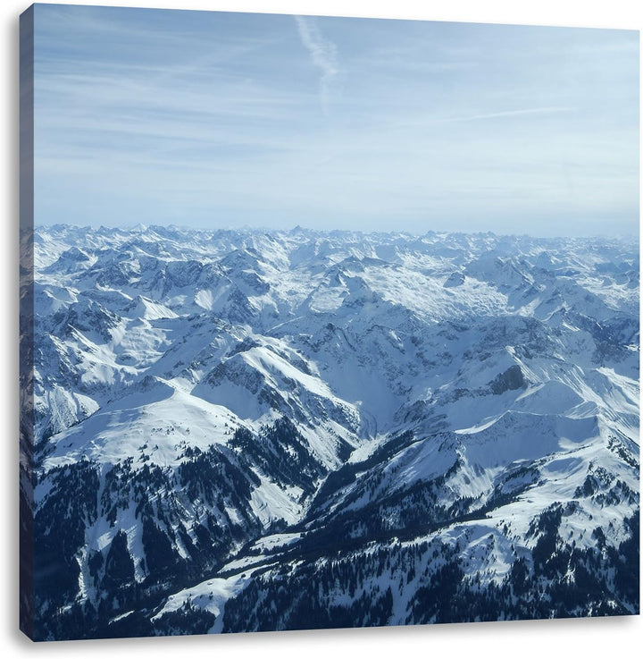 Pixxprint Alpen, Format: 70x70 auf Leinwand, XXL riesige Bilder fertig gerahmt mit Keilrahmen, Kunst