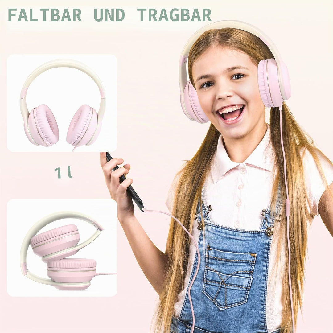 RockPapa L22 Kinder kopfhörer, Kabel Kopfhörer für Kinder, 3,5 mm Aux Jack, Verstellbares Stirnband