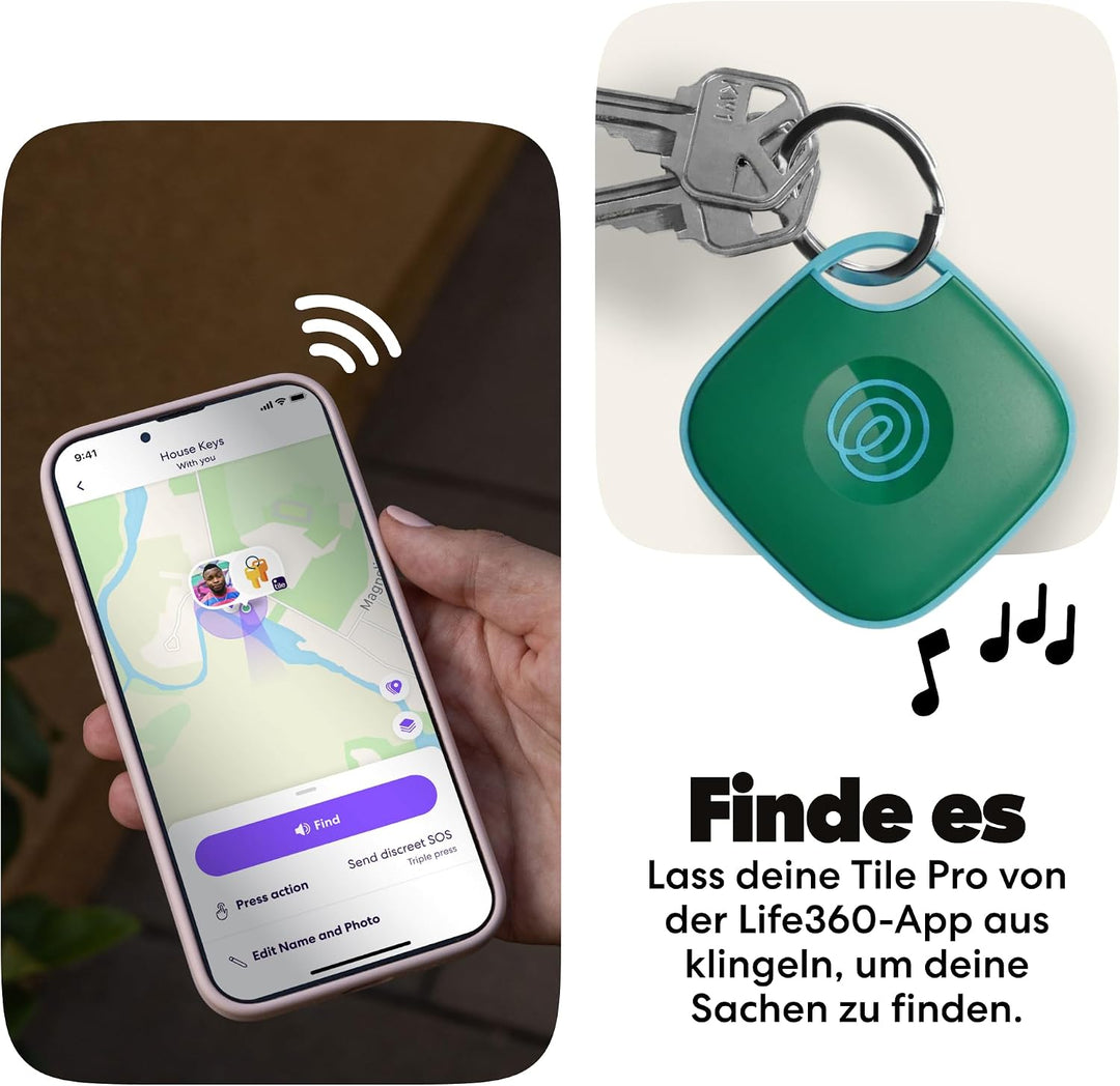 Tile by Life360 Mate - Bluetooth-Tracker, Schlüssel- und Gegenstandsfinder für Schlüssel, Taschen un