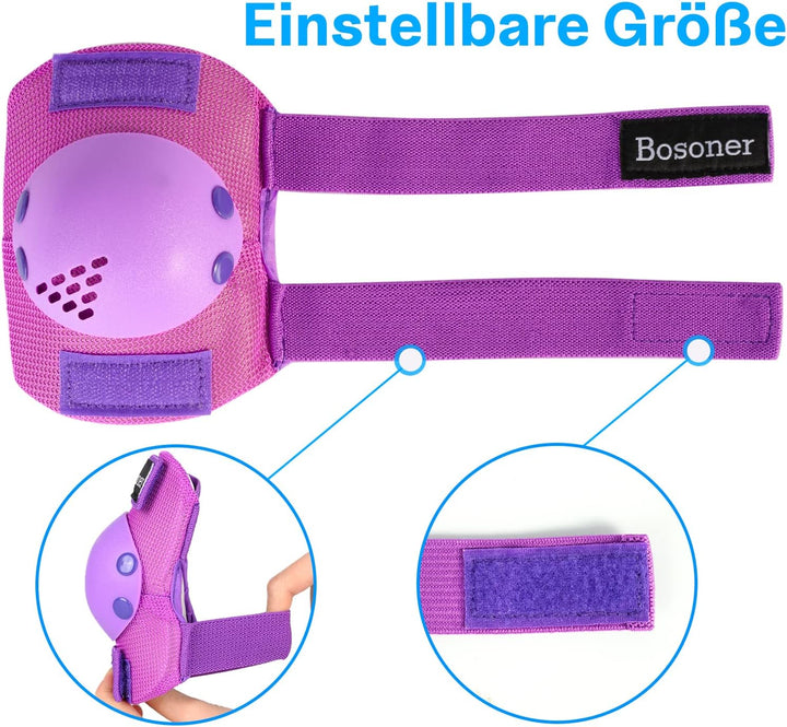 BOSONER Knieschoner Kinder Schoner Inliner Protektoren 6er Set Schützer Inliner Inline Skates Knie U