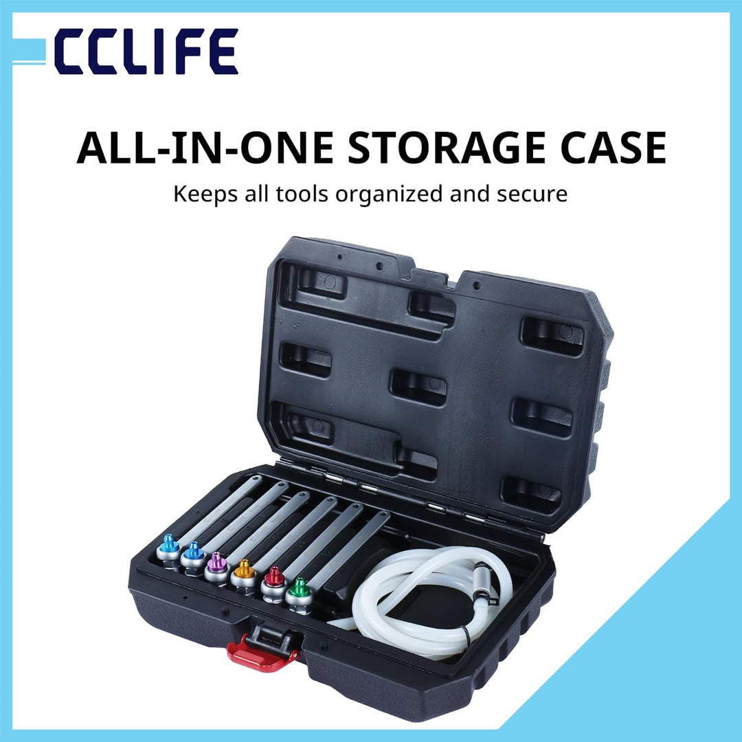 CCLIFE 7tlg Bremsenentlüftungsschlüssel Set, 7–12 mm, 12-Kant Stecknuss, mit 1,2 m Silikonschlauch &