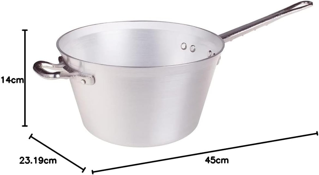 Pentole Agnelli Kessel für Polenta, aus Aluminium, mit Griff und Griff aus Edelstahl, Silber 22 cm S