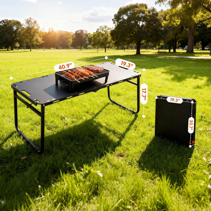 Tragbarer Klapptisch, Niedriger Campingtisch mit Tragetasche, Kompakter Faltbarer Picknicktisch für
