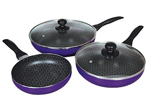 Set mit 3 Pfannen und 2 Kappen, antihaftbeschichtet, für Induktionsherde