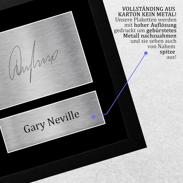 HWC Trading Gary Neville Gifts gedrucktes Autogramm für Fans und Fans, A4 gerahmt