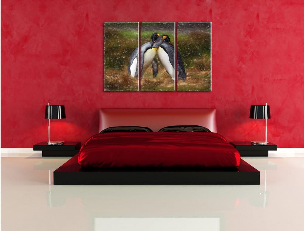 Pinguine in der Antarktis als Leinwandbild/Grösse: 3Teilig (120x80) / Wandbild/Kunstdruck/fertig bes